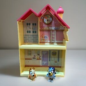 Bluey Mini Home Playset House With 2 Figures Bluey Bingo Cartoon TV Disney